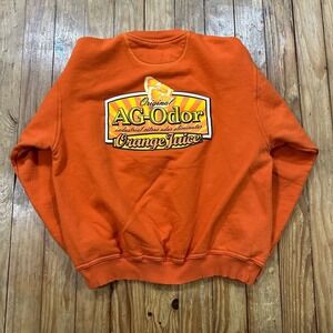 Vintage Russell Athletic Sweatshirt Mens Medium AG Odor Orange Crewneck Pluma